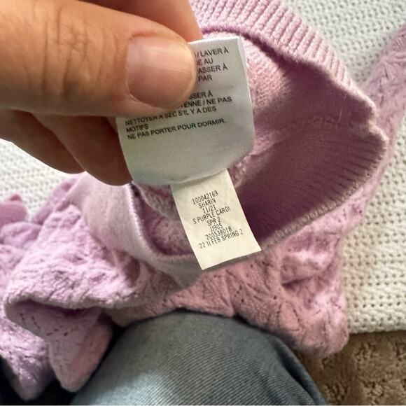 Janie and Jack Pointelle Cardigan with Ruffle in Orchid Bouquet Cropped - Picture 3 of 4